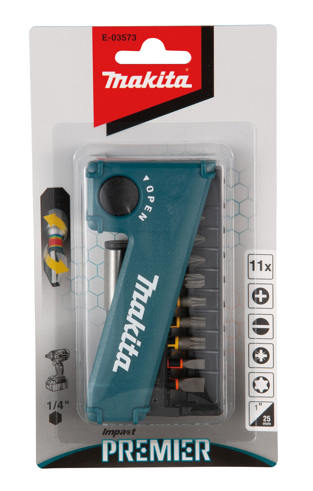 Makita Torsion Bit-Set Impact Premier - 11-teilig - E-03573 - PH/PZ/SL/T