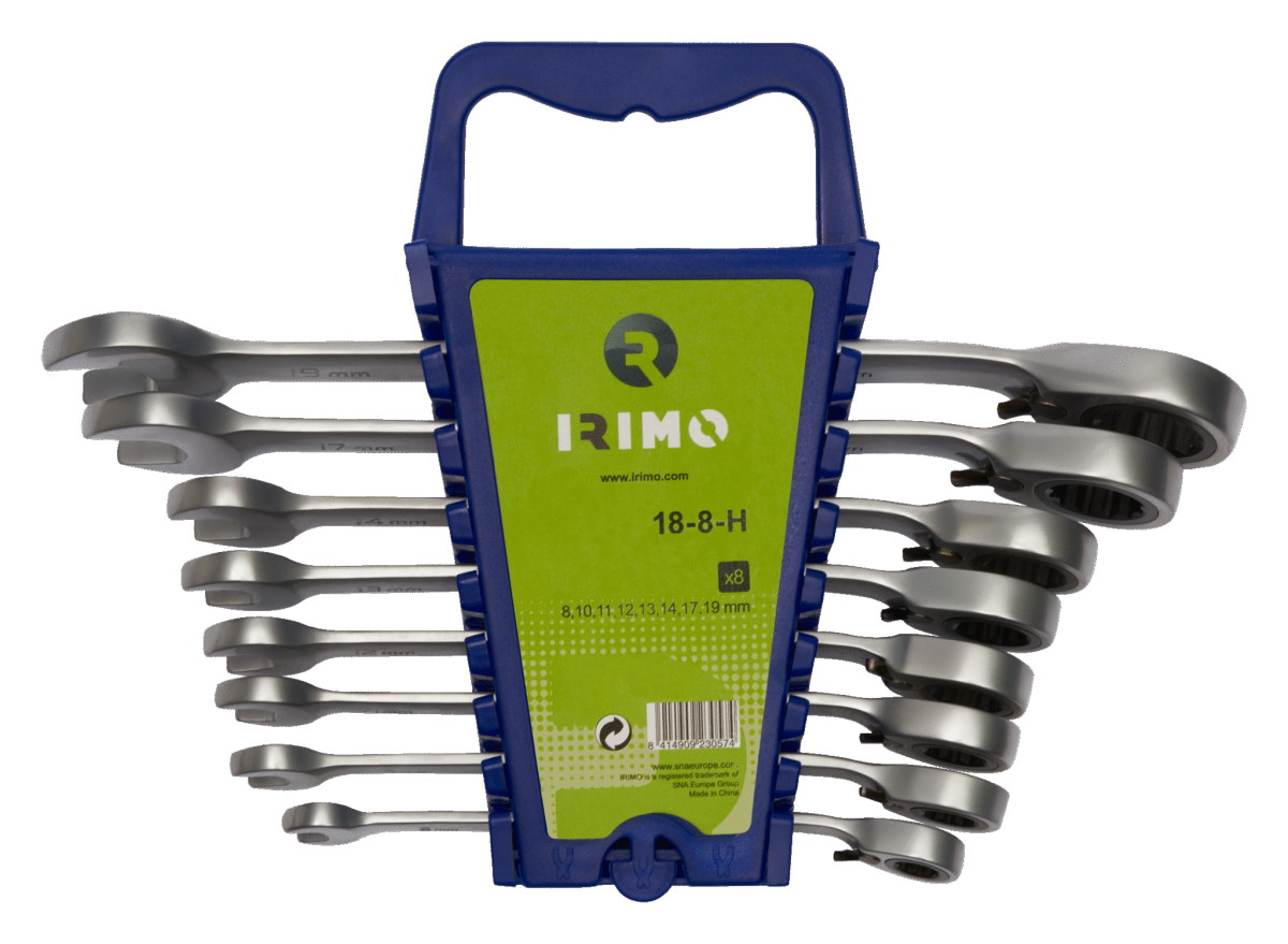 Bahco Irimo Knarren-Ring-Maulschlüssel-Satz - 18-8-H - 8-teilig - 8-19