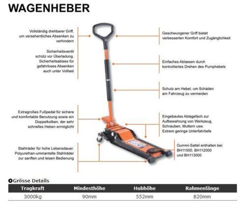 Bahco Werkstattpaketangebot Wagenheber BH13000 + Unterstellböcke BH33000