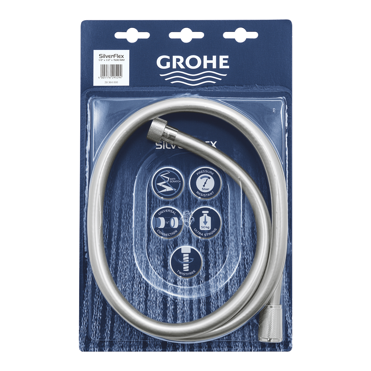 Grohe Silverflex Brauseschlauch + Brause Tempesta 100 - 1500mm - chrom