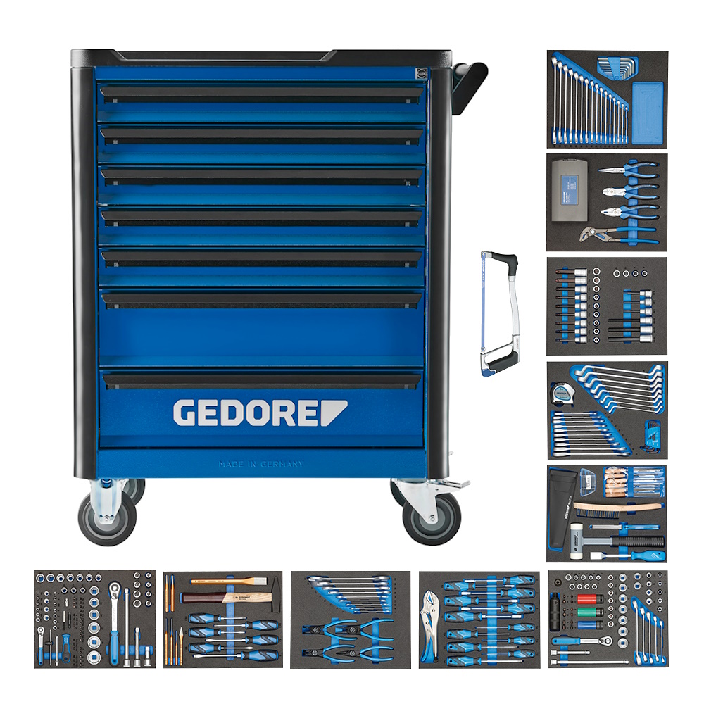 Gedore Werkzeugwagen 308 teilig - Workster Highline Large 7 Schubladen - 500kg