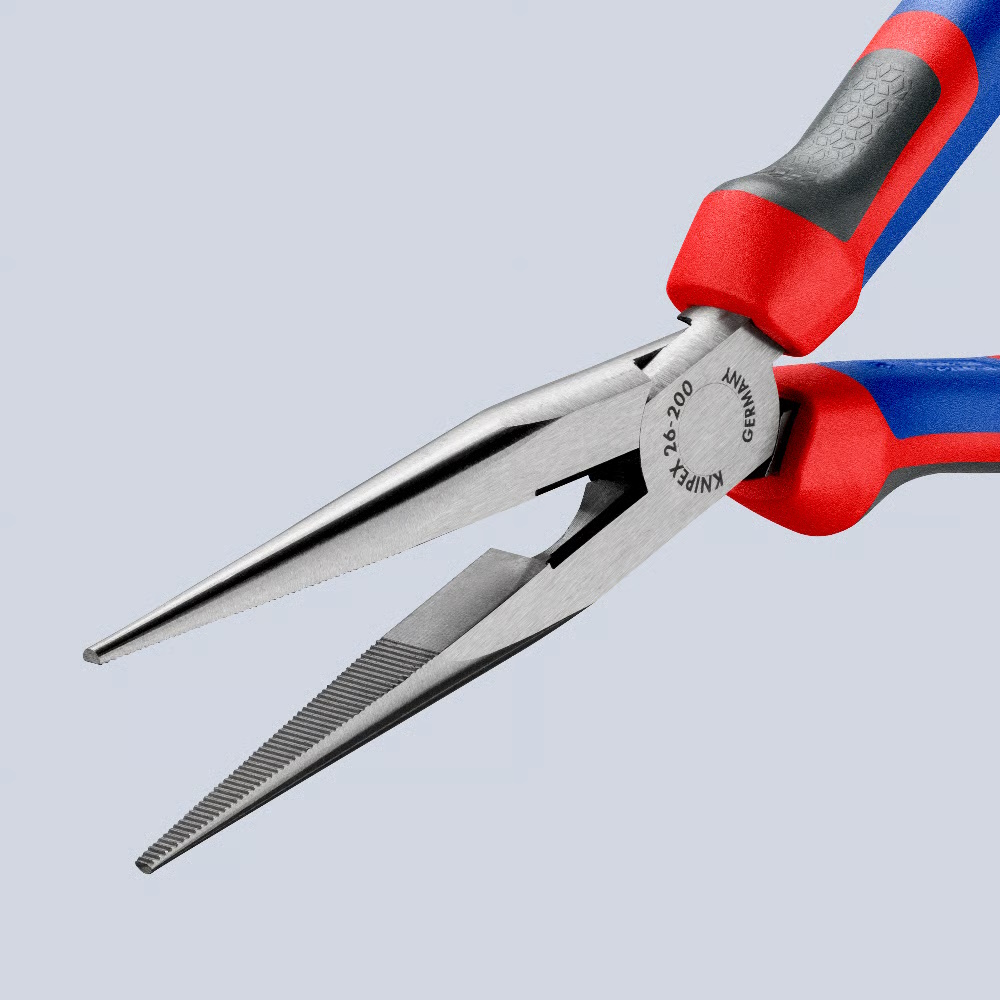 Knipex Flachrundzange 200mm - mit Schneide und Comfort Griff - 2612200