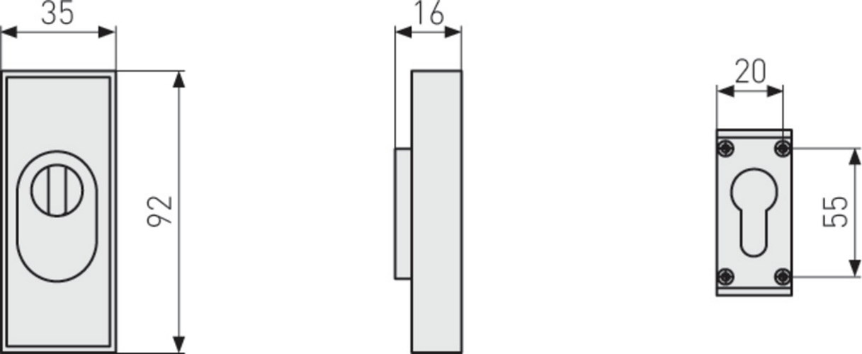 Abus Schutzrosette RSZS316 F1 - Alu - für Metalltüren - Zieh- und Anbohrschutz