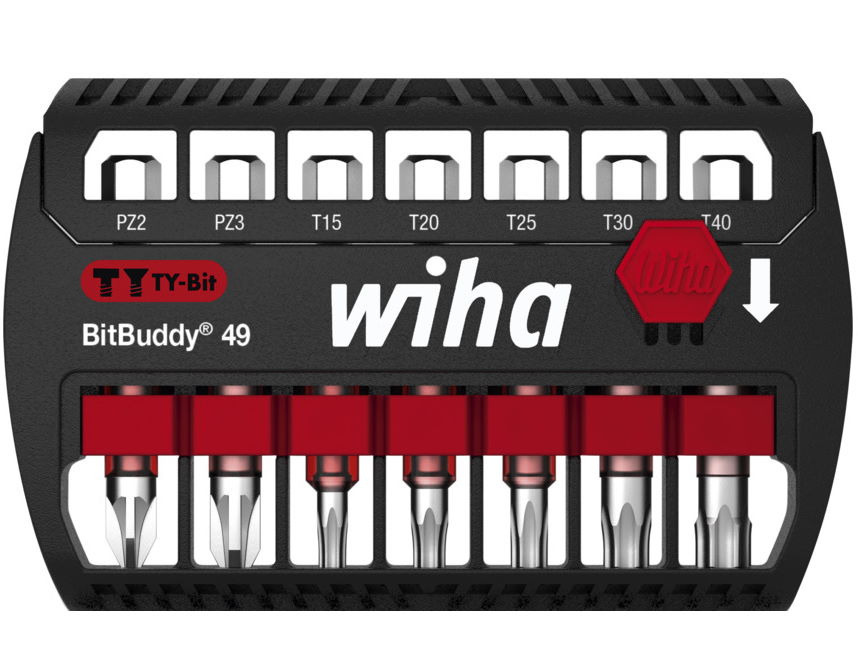 Wiha Bit Set BitBuddy TY-Bit - 49mm - Pozidriv + TX - 7-tlg. - 1/4" - 42118