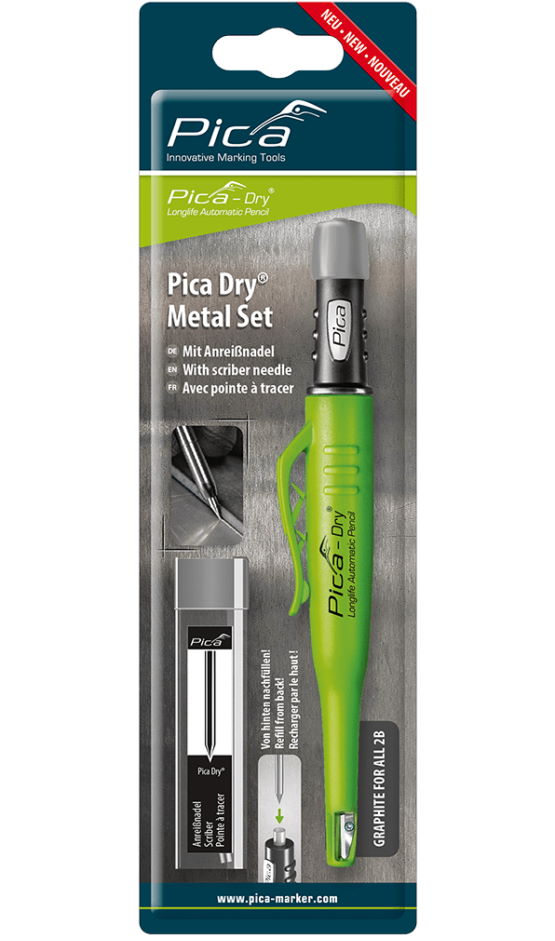 Pica Metal Set Dry - 30800 - für Metallarbeiten - mit Anreißnadel - Grafitmine