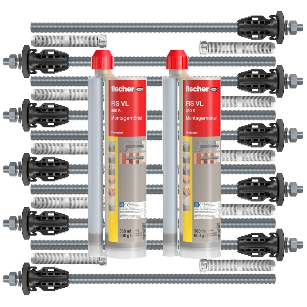 Fischer TherMax 2 II Set - 10x TherMax 2 II 16/250 M12 - 2x Mörtel FIS VL 360 S