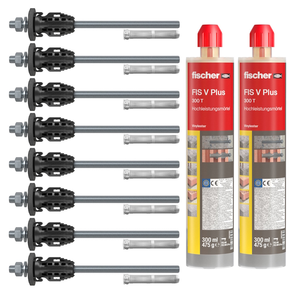 Fischer TherMax 2 II Set - 8x TherMax II 12/110 M12 - 2x Mörtel FIS V Plus 300 T