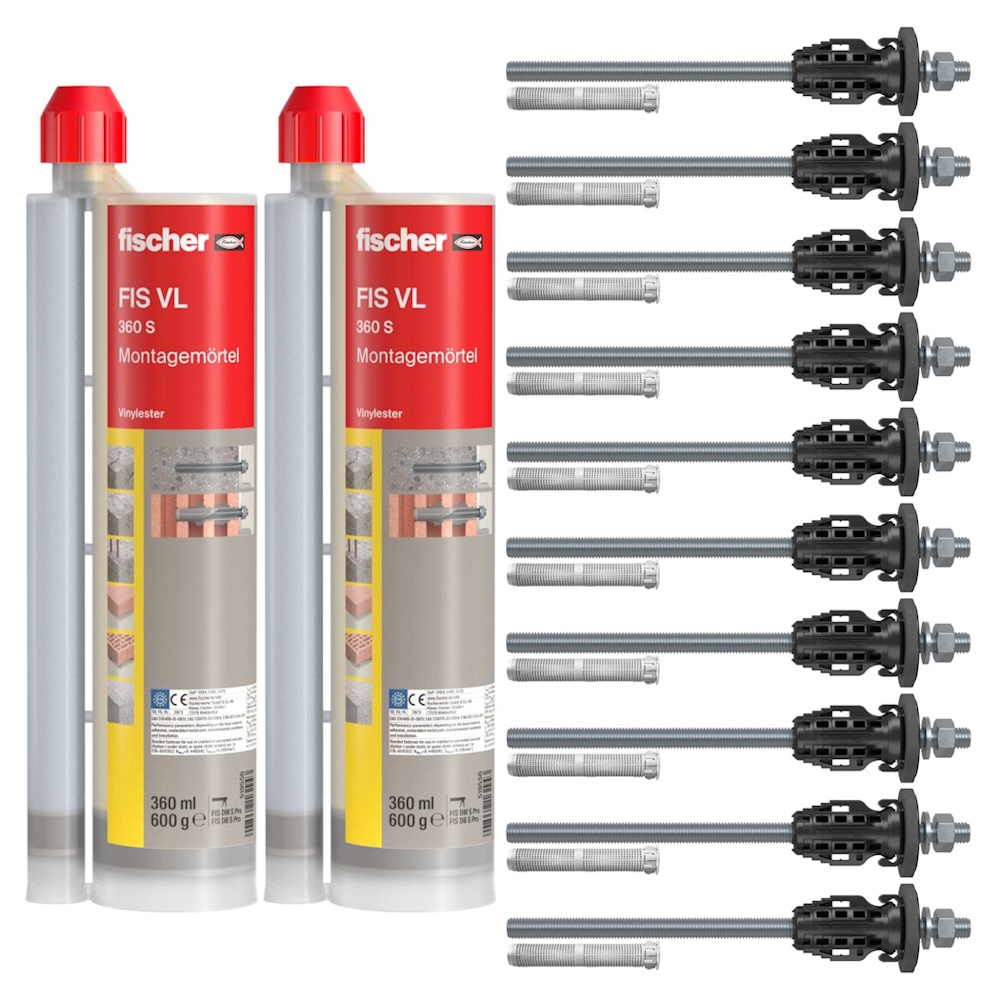 Fischer TherMax 2 II Set - 10x TherMax 2 II 12/110 M12 - 2x Mörtel FIS VL 360 S