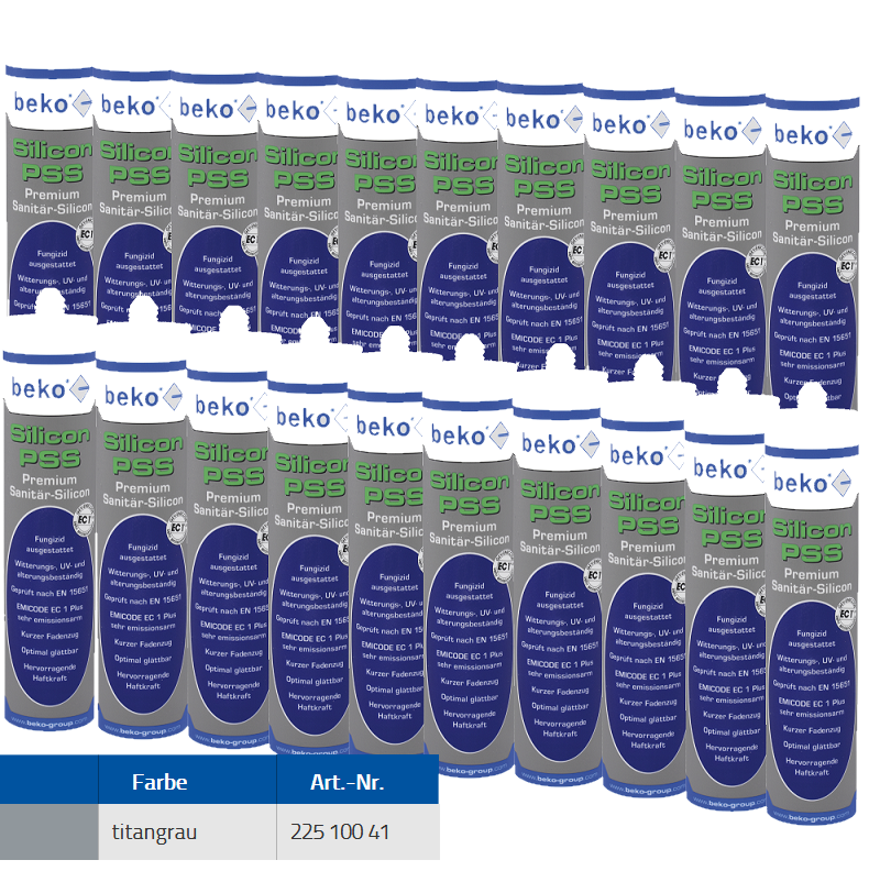 Beko 20x Premium Sanitär Silicon 310ml - PSS Silicon Premium - titangrau