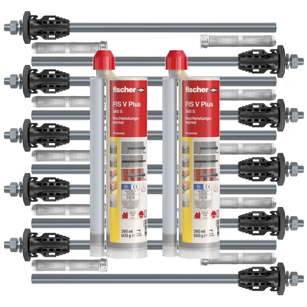 Fischer TherMax 2 II Set - 10x TherMax II 16/250 M12 - 2x Mörtel FIS V Plus 360 S