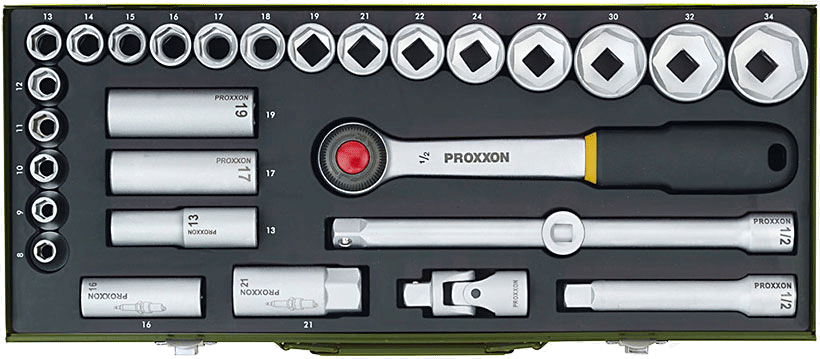 Proxxon Steckschlüsselsatz 1/2" 8-34mm 29-tlg. 23000 Knarrenkasten