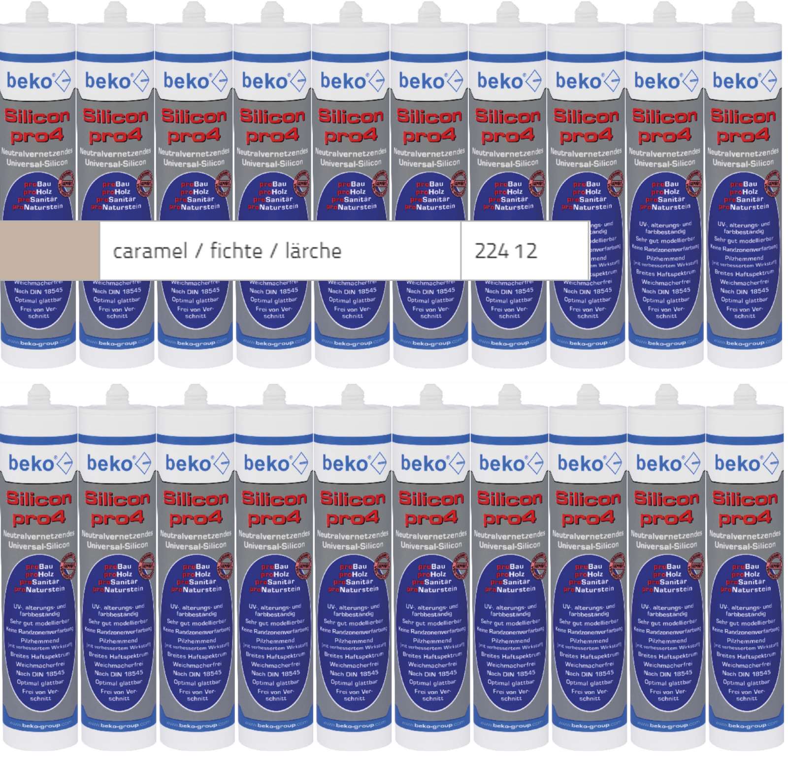 Beko 20x pro4 Premium-Silicon 310ml - 1 Karton - caramel / fichte / lärche