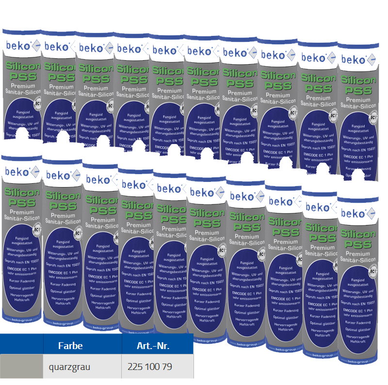 Beko 20x Premium Sanitär Silicon 310ml - PSS Silicon Premium - quarzgrau