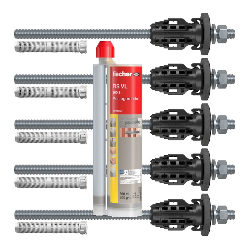 Fischer TherMax 2 II Set - 5x TherMax 2 II 12/110 M12 - 1x Mörtel FIS VL 360 S