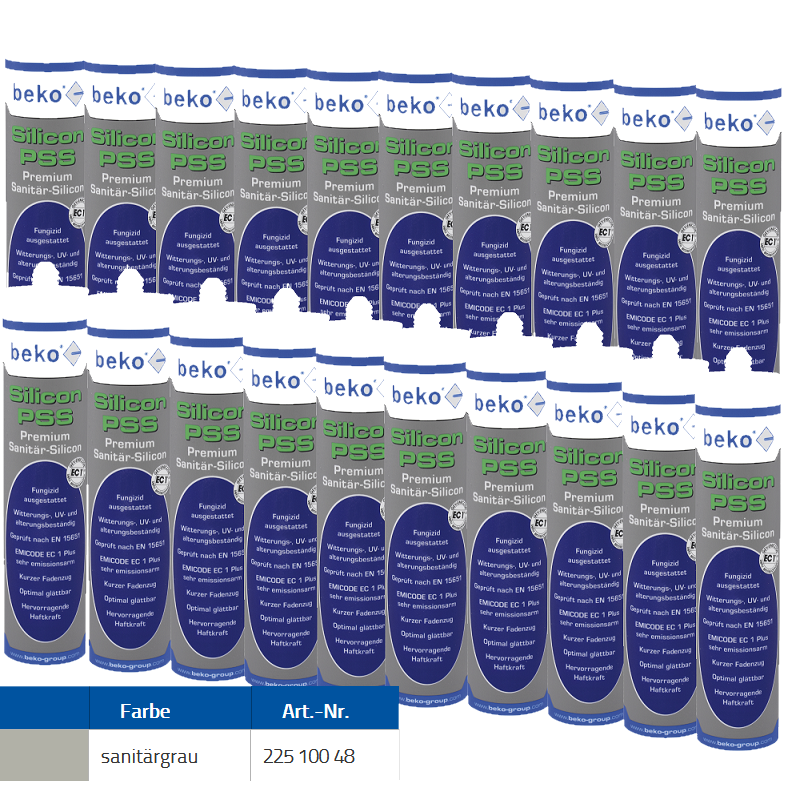 Beko 20x Premium Sanitär Silicon 310ml - PSS Silicon Premium - sanitärgrau