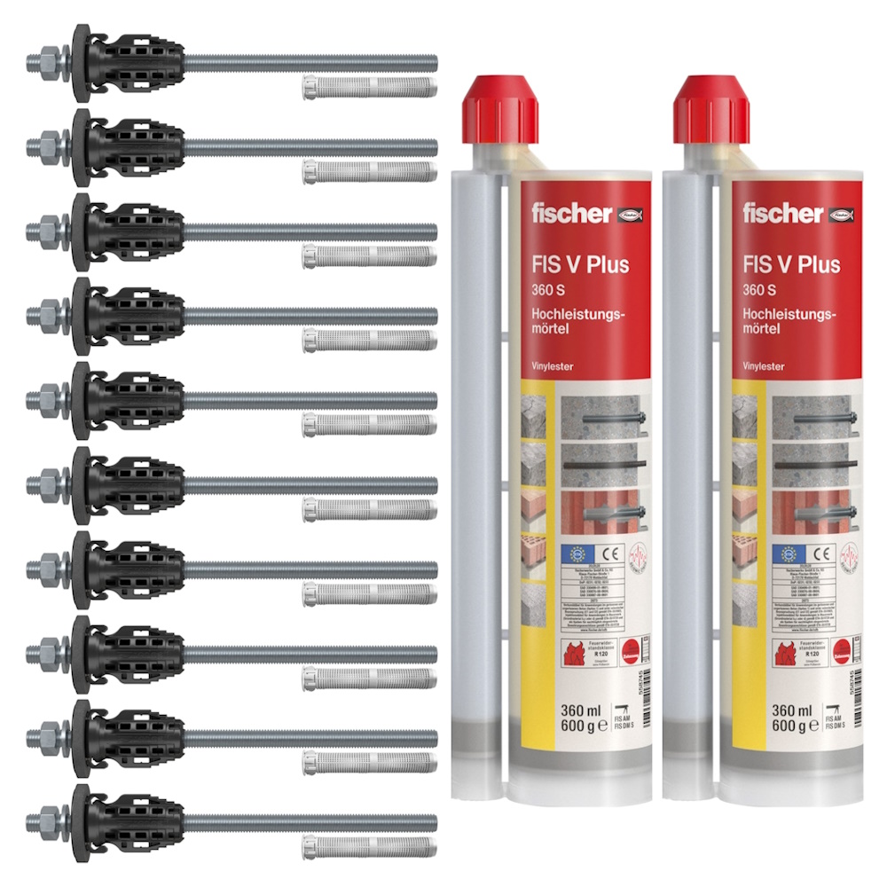 Fischer TherMax 2 II Set - 10x TherMax II 12/110 M12 - 2x Mörtel FIS V Plus 360 S