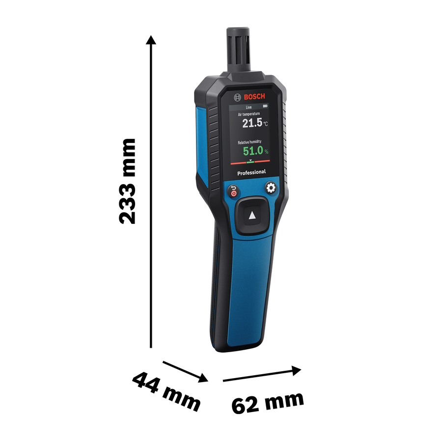 Bosch Holzfeuchtigkeitsmesser GDH 1-17 Thermo Hygrometer IP65 - präzise Messung